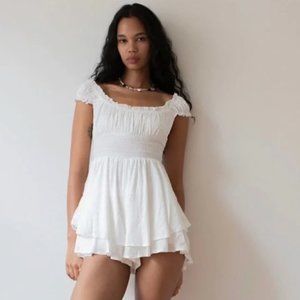 Urban Outfitters Rosie Smocked Tiered Ruffle Romper